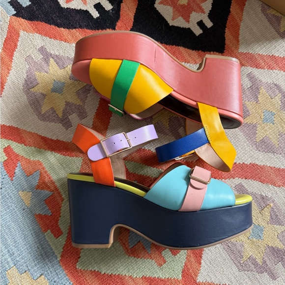 Charlotte Stone Raf Platform Sandals in Solimar Multicolor Size 8 - Picture 6 of 10